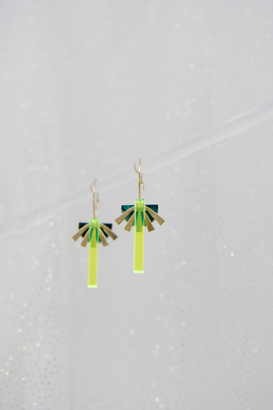 Geometric hoop earrings made of recycled neon acrylic iridescent with triangle (copy)