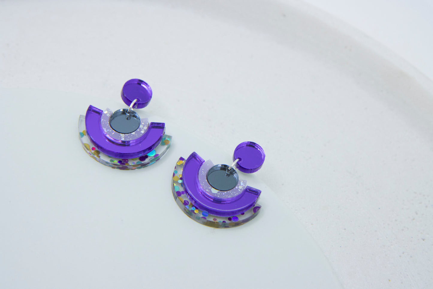 Geometric earrings "DINA" – design with hanging elements