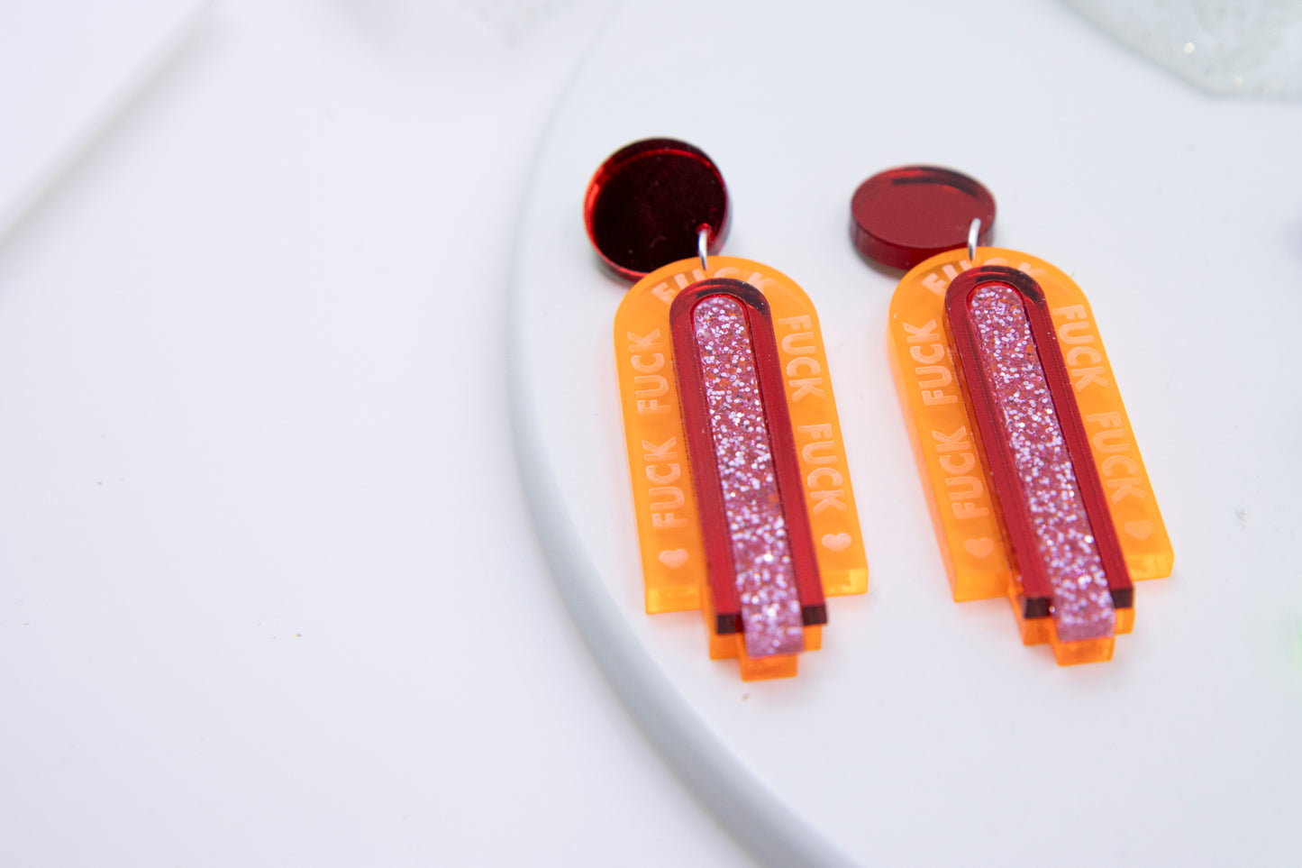NEON Art Deco earrings with personalized engraving "GINA ME PERSONAL"