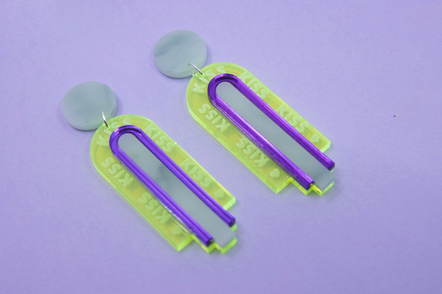 NEON Art Deco earrings with personalized engraving "GINA ME PERSONAL"