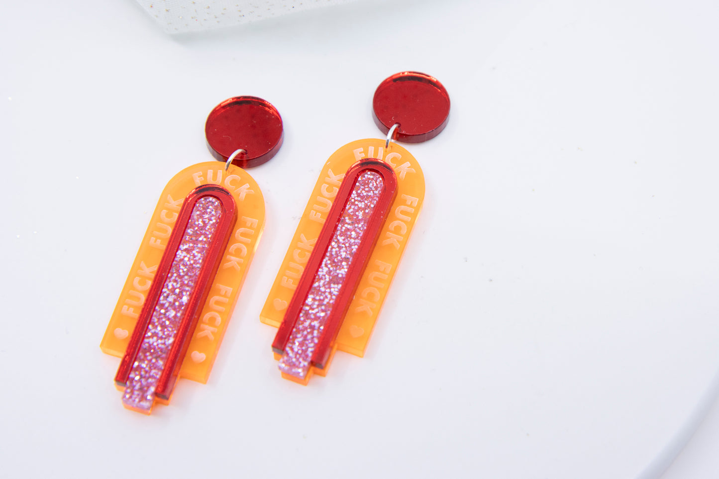 NEON Art Deco earrings with personalized engraving "GINA ME PERSONAL"