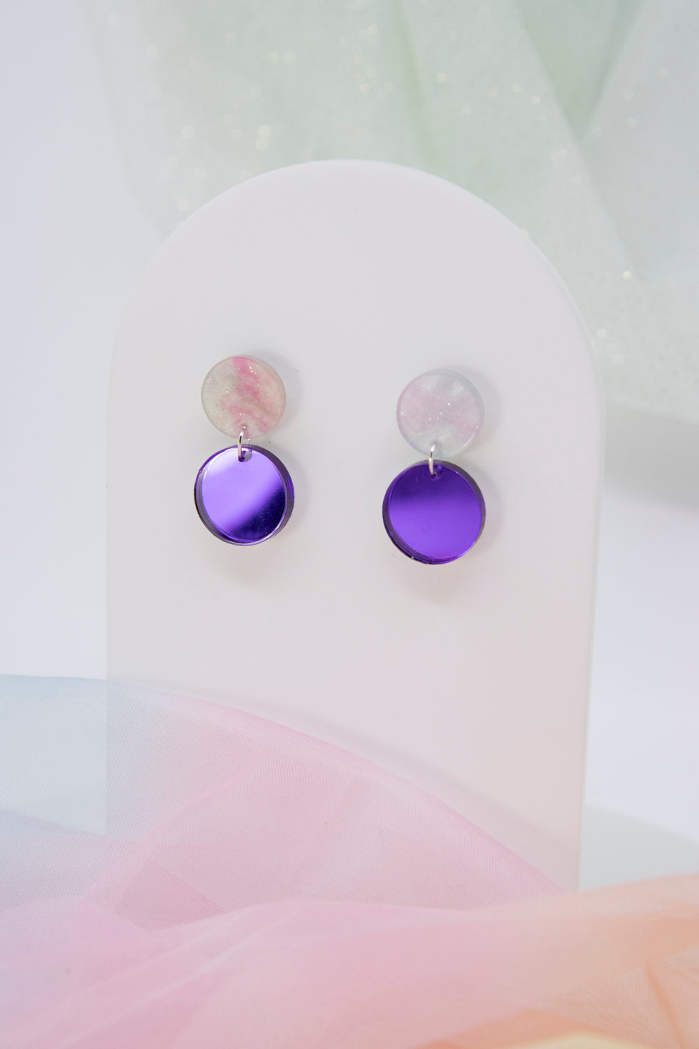 NENA earrings with mirror effect in deep purple