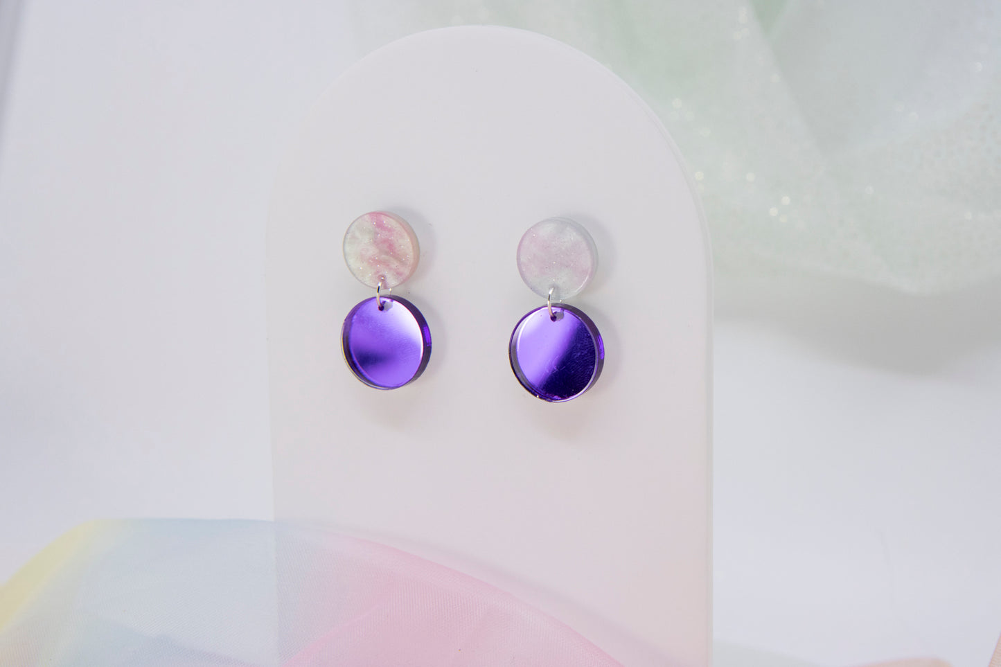 NENA earrings with mirror effect in deep purple