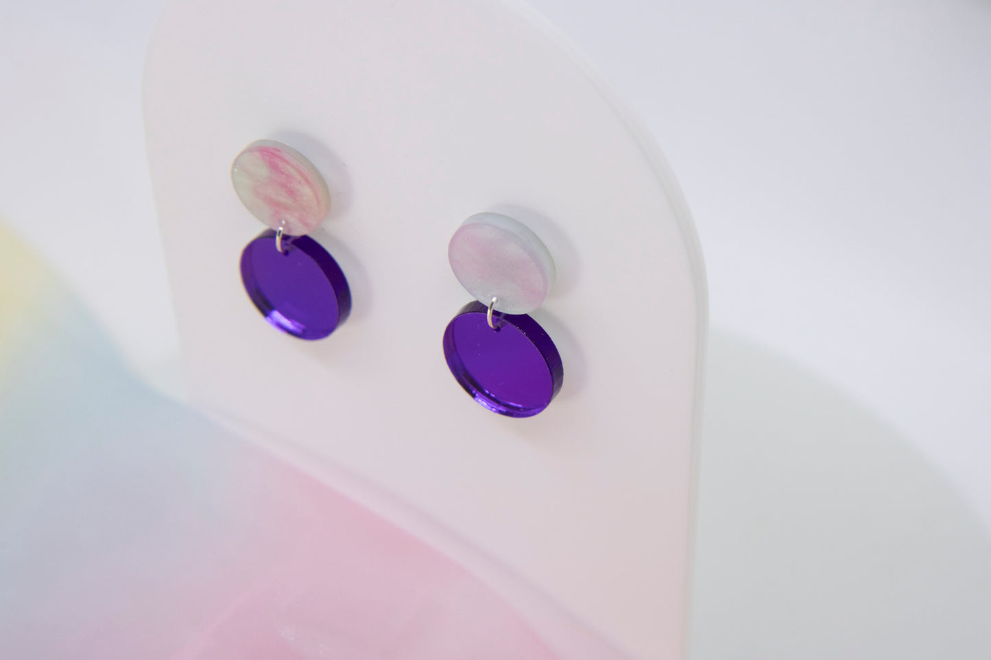 NENA earrings with mirror effect in deep purple