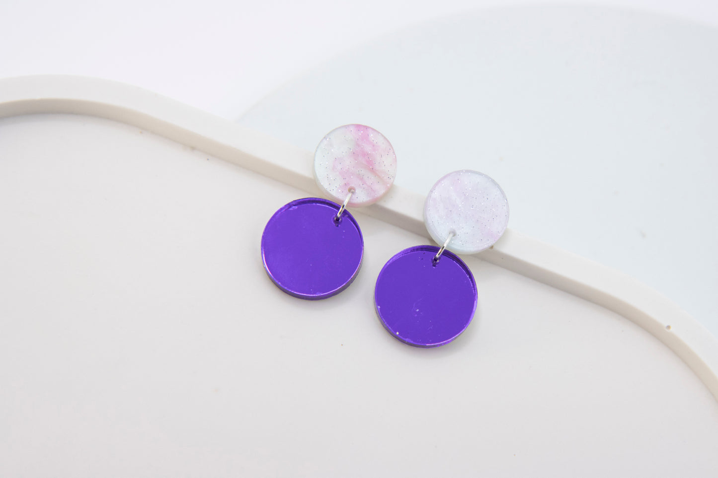 NENA earrings with mirror effect in deep purple