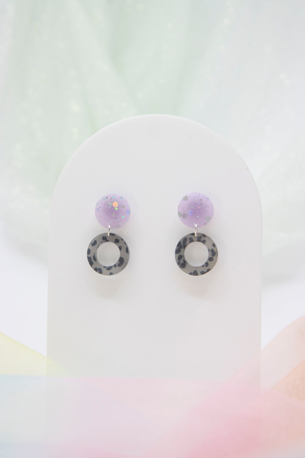 Geometric acrylic earring "LENA" with leopard print
