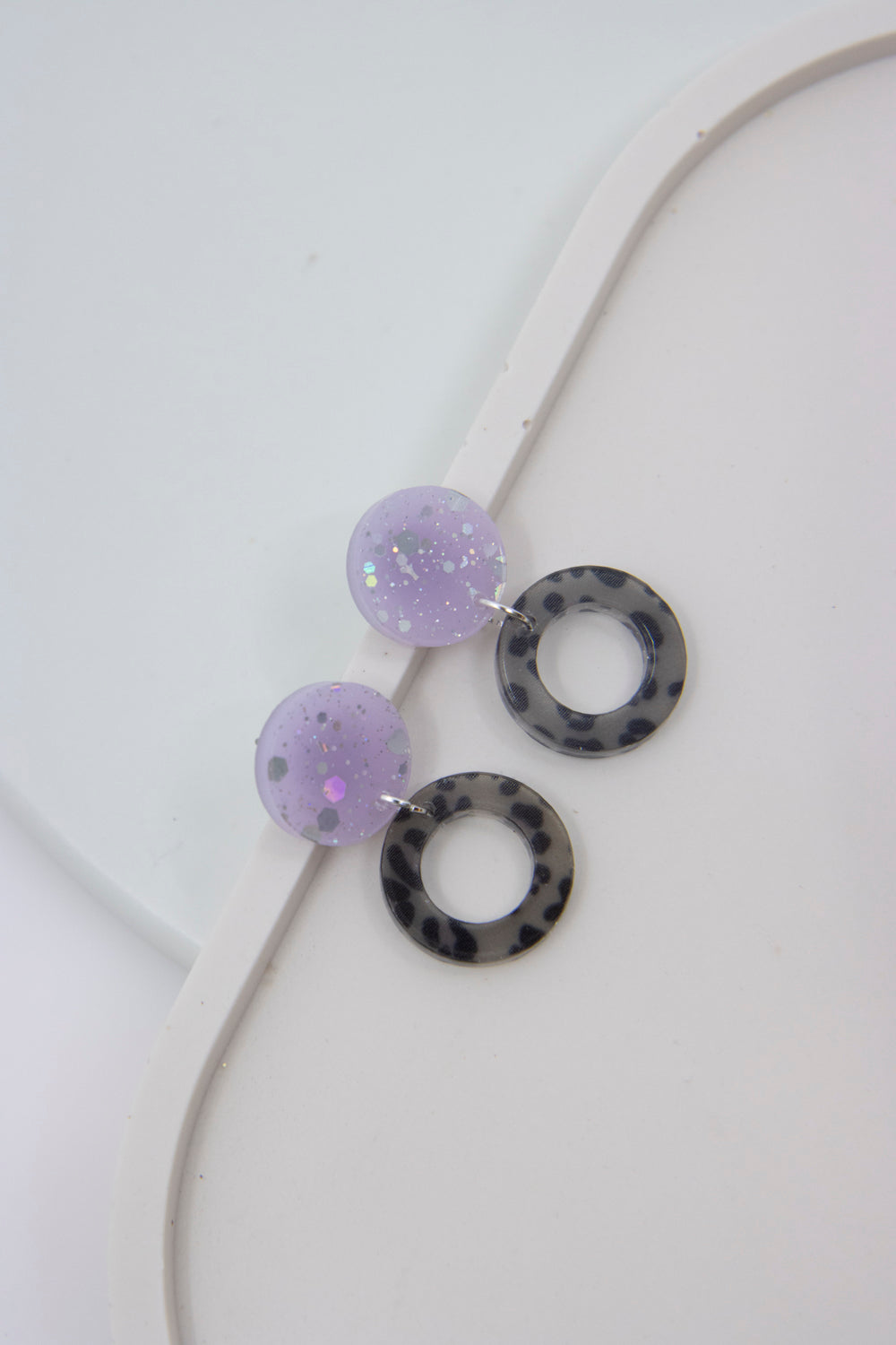Geometric acrylic earring "LENA" with leopard print