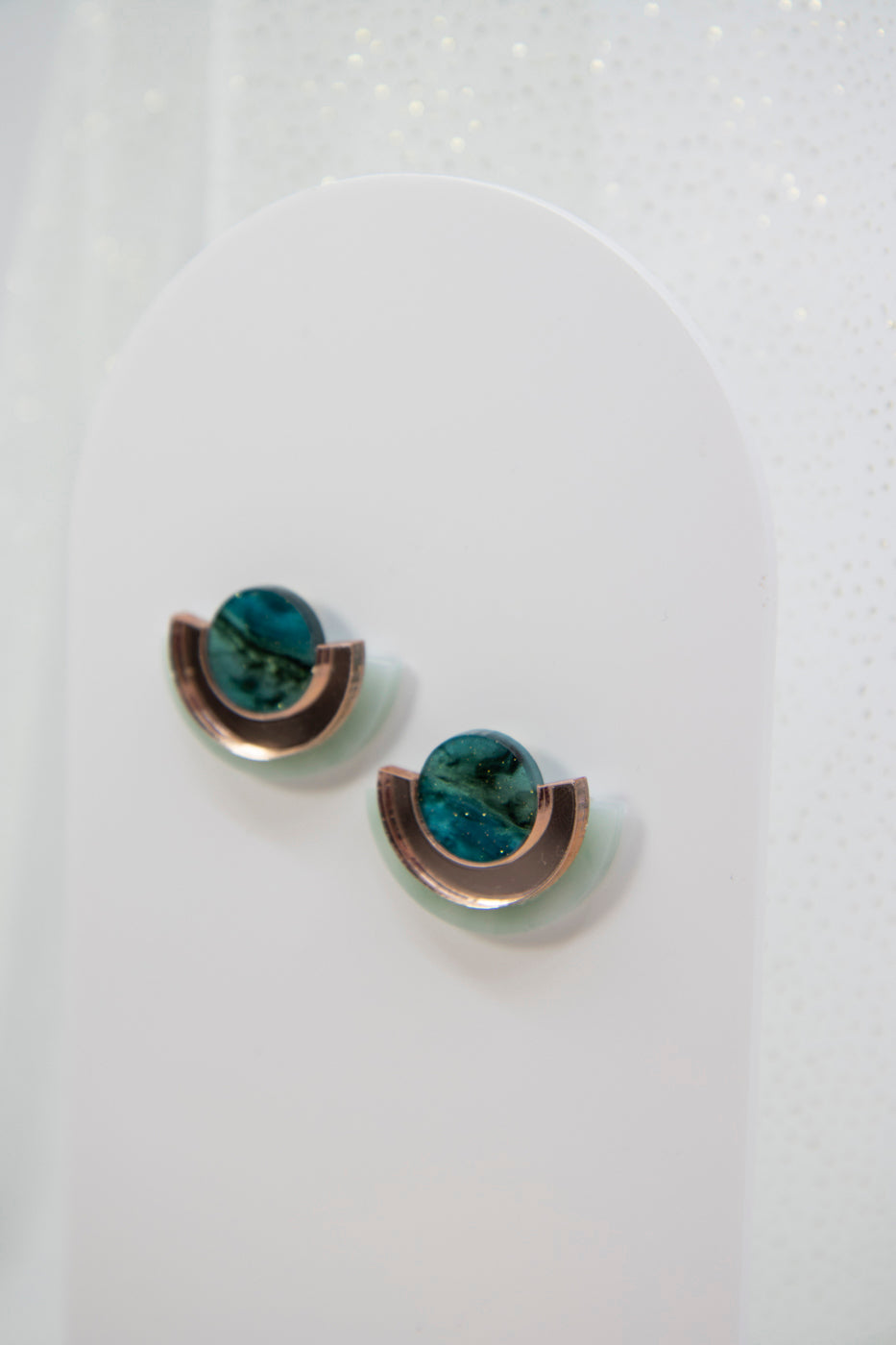 NINA earrings – Geometric design with marble accents