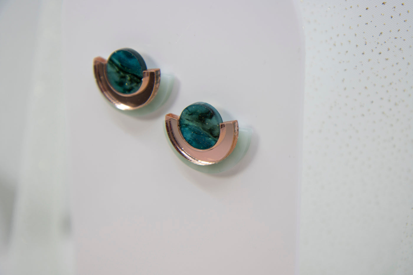 NINA earrings – Geometric design with marble accents