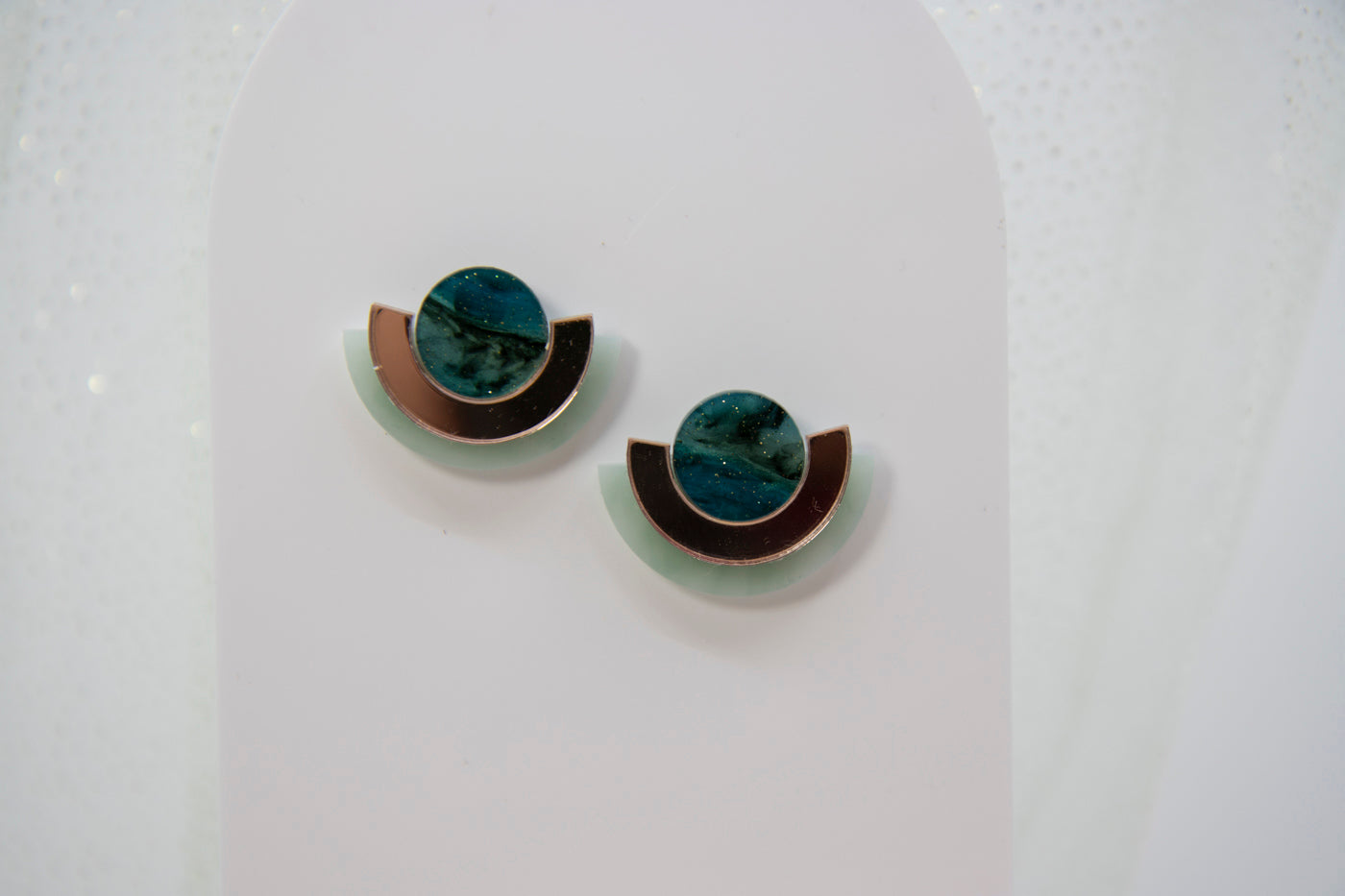 NINA earrings – Geometric design with marble accents