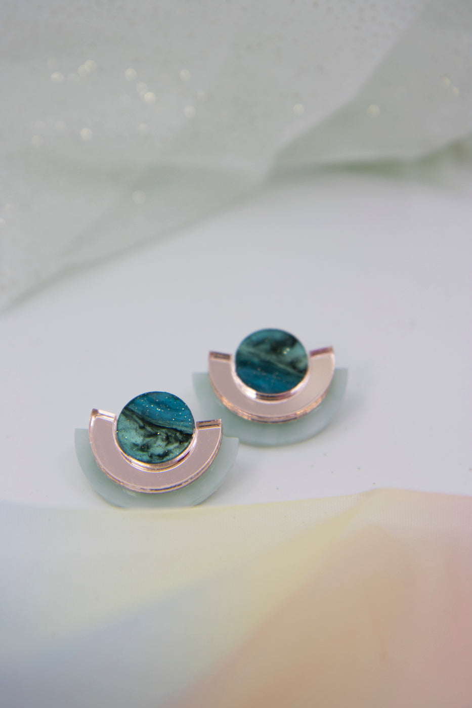 NINA earrings – Geometric design with marble accents