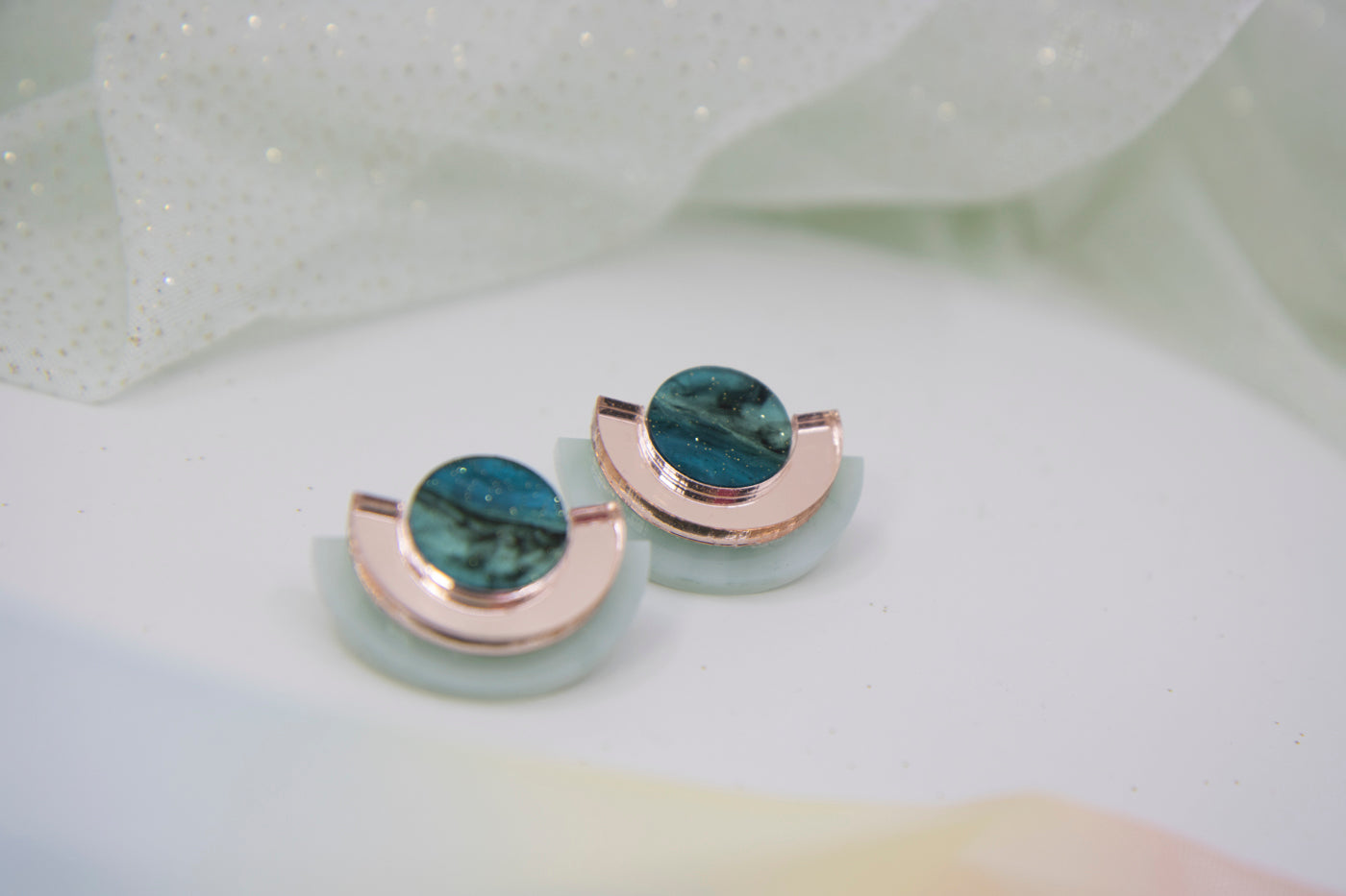 NINA earrings – Geometric design with marble accents