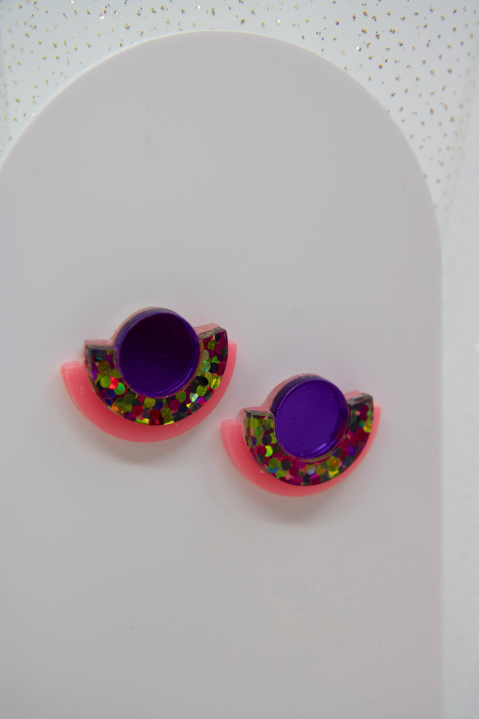 Acrylic earrings NINA – glitter, color, statement, unicorn glitter