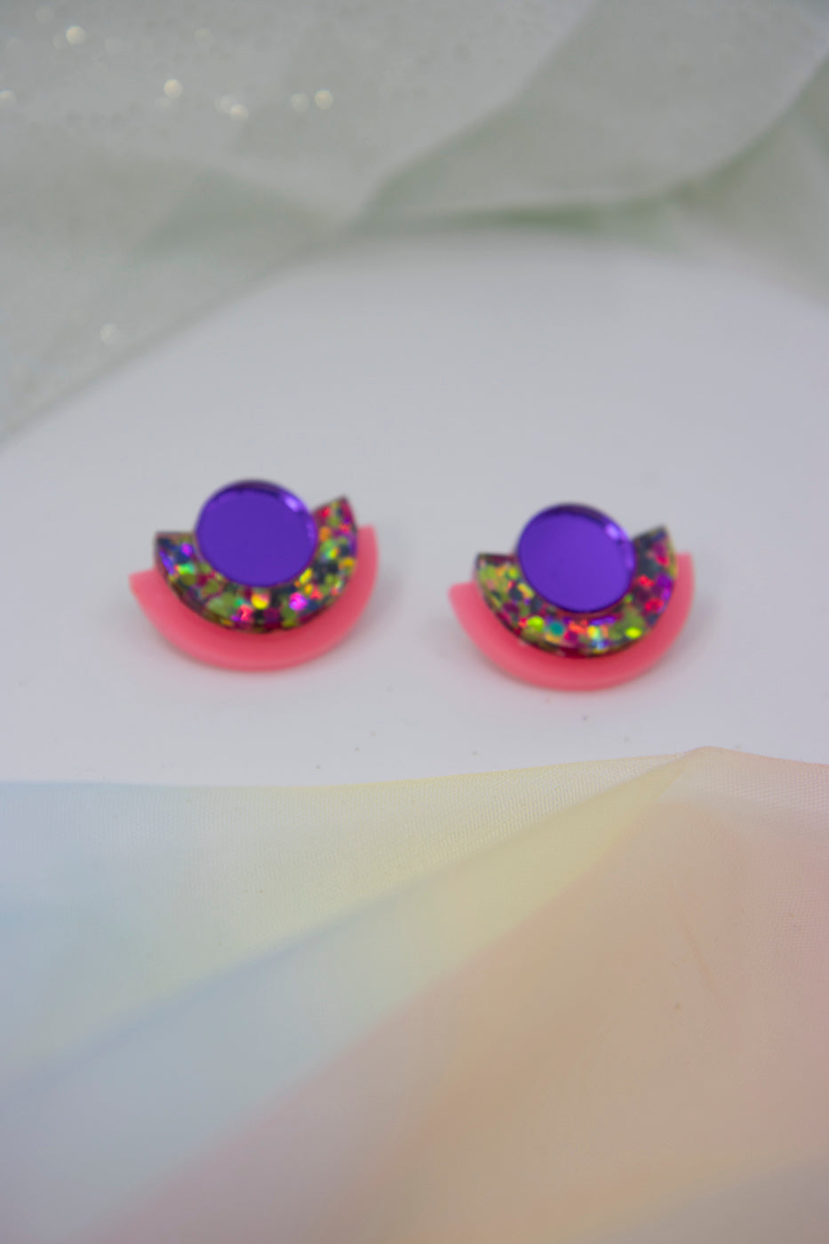 Acrylic earrings NINA – glitter, color, statement, unicorn glitter