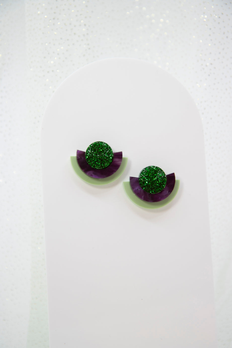 NINA Acrylic Earrings – Geometric Shapes, Glitter Accents
