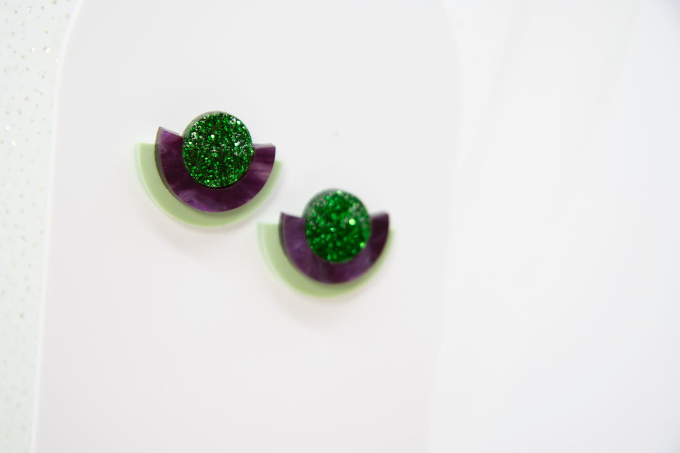 NINA Acrylic Earrings – Geometric Shapes, Glitter Accents