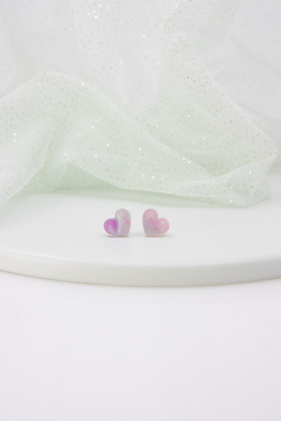 MARBLE Mini Heart Acrylic Earrings – Design with a unique play of colors