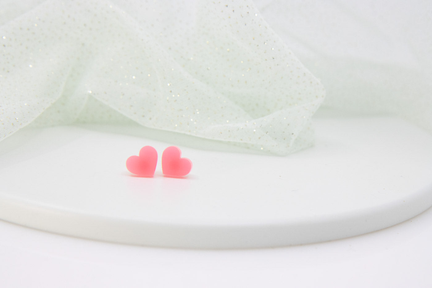 NEON Mini Heart Acrylic Stud Earrings – Luminous Design