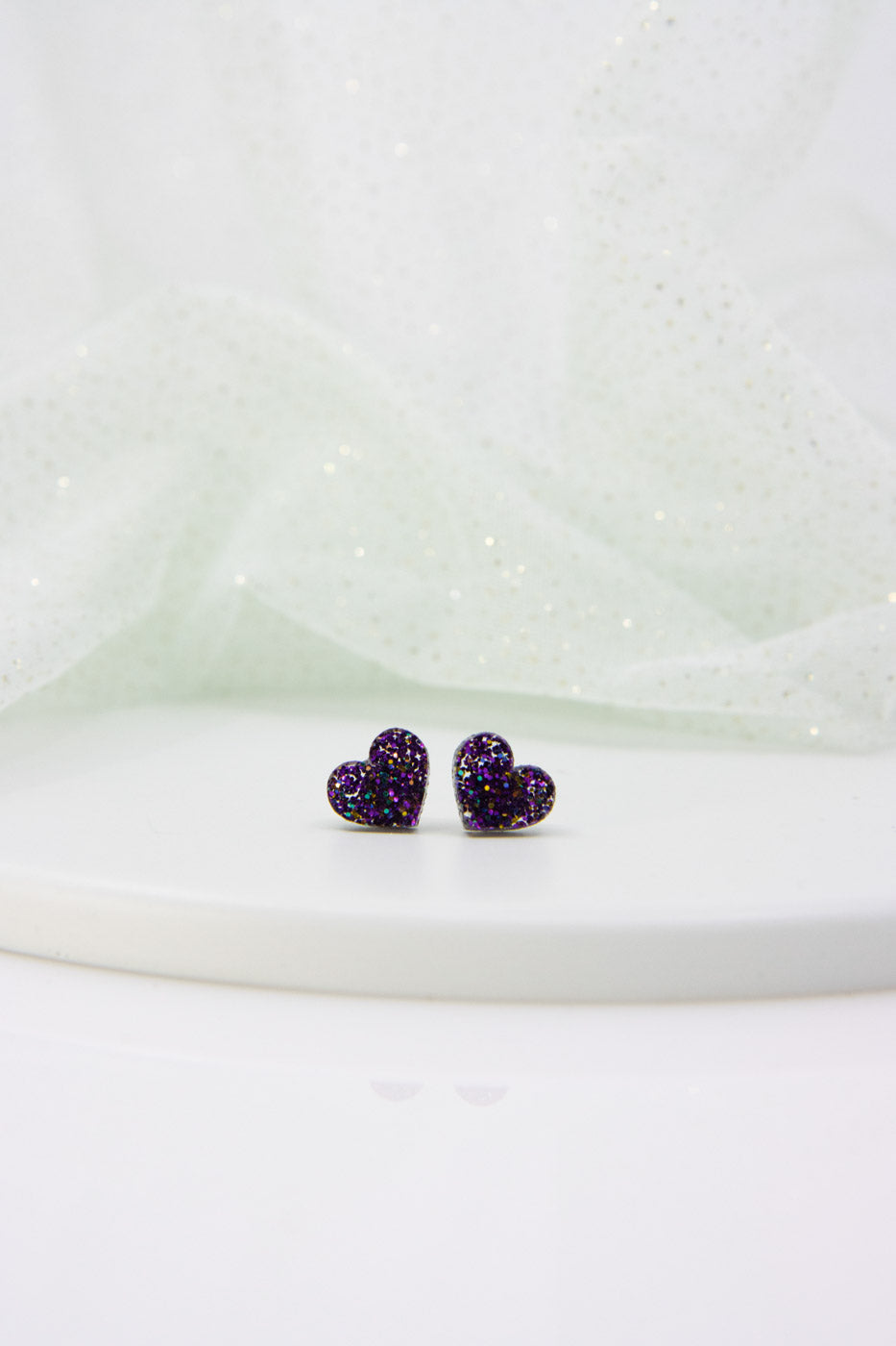 GLITTER Mini Heart Stud Earrings in Glitter - Design for every day