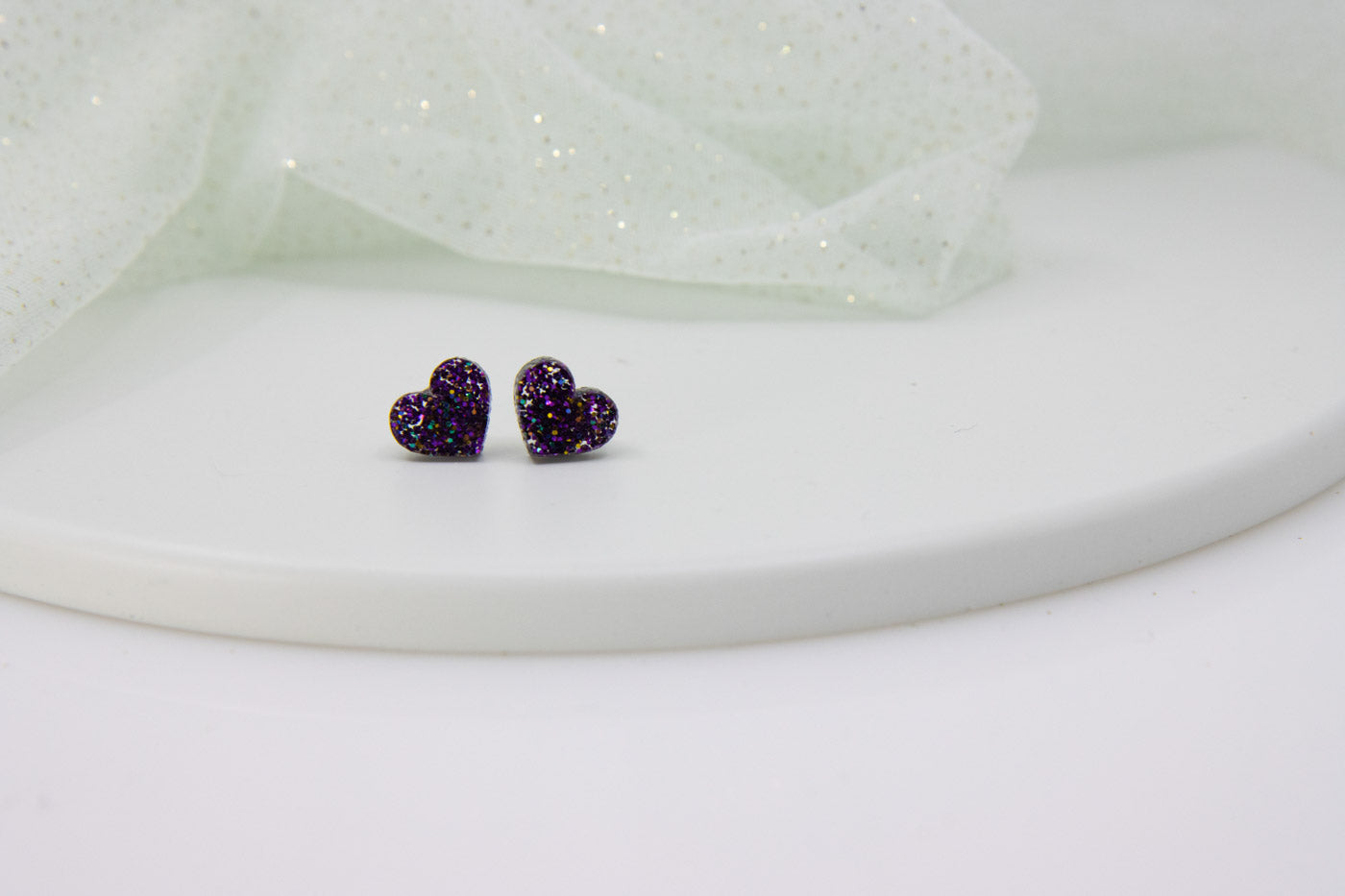 GLITTER Mini Heart Stud Earrings in Glitter - Design for every day