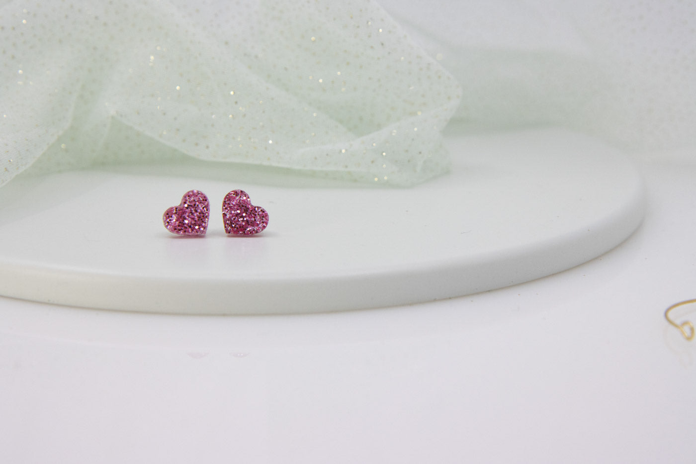 GLITTER Mini Heart Stud Earrings in Glitter - Design for every day
