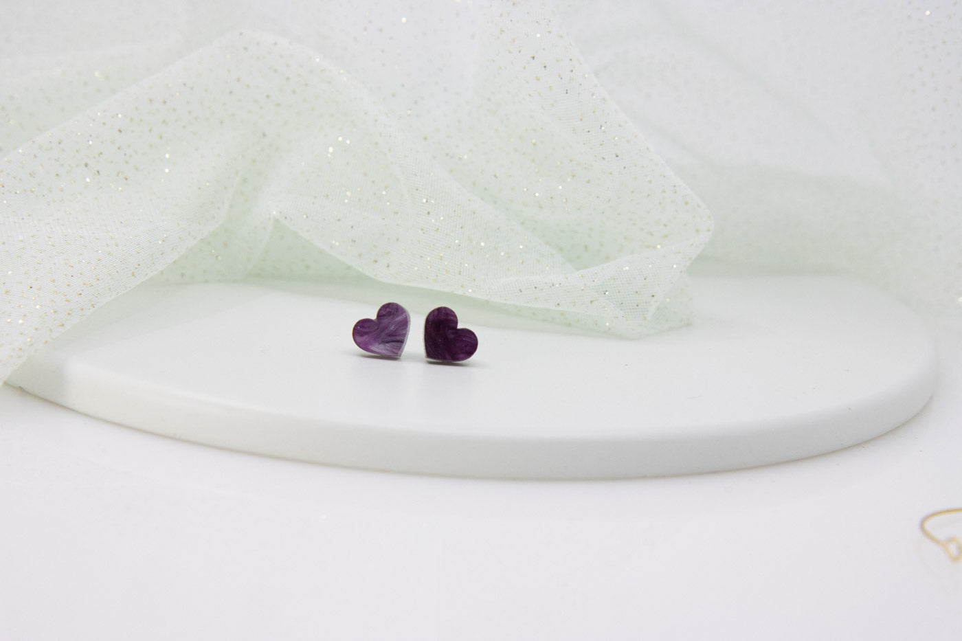MARBLE Mini Heart Acrylic Earrings – Design with a unique play of colors