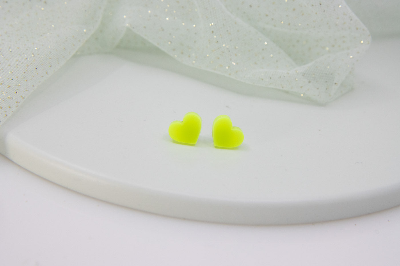 NEON Mini Heart Acrylic Stud Earrings – Luminous Design