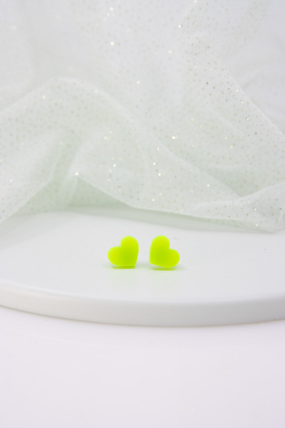 NEON Mini Heart Acrylic Stud Earrings – Luminous Design