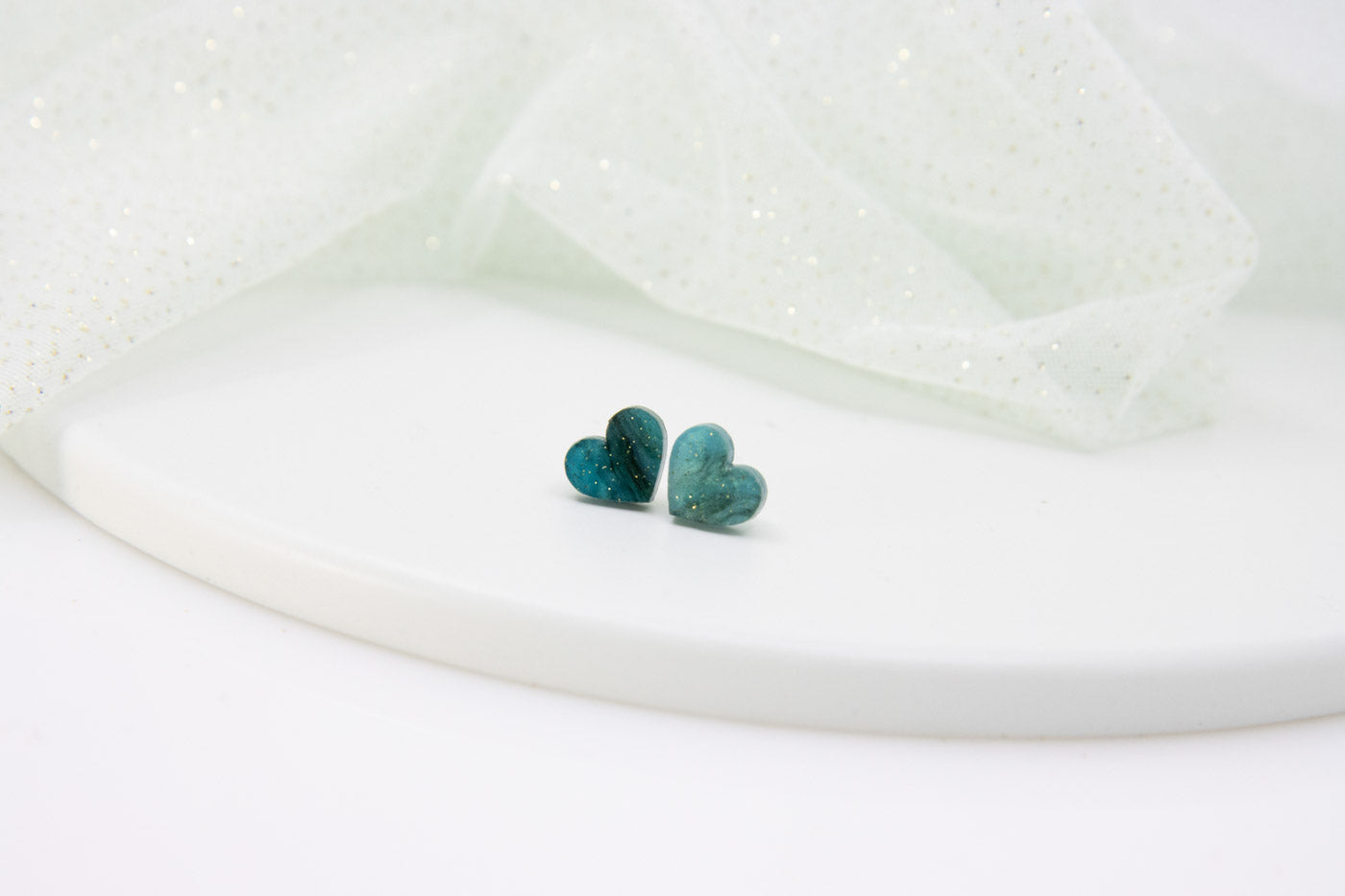 MARBLE Mini Heart Acrylic Earrings – Design with a unique play of colors