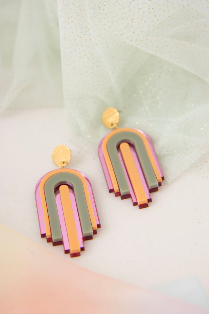Geometrische statement Ohrstecker "MINA" – Design mit Hängenden Elementen