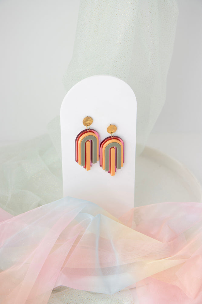 Geometrische statement Ohrstecker "MINA" – Design mit Hängenden Elementen