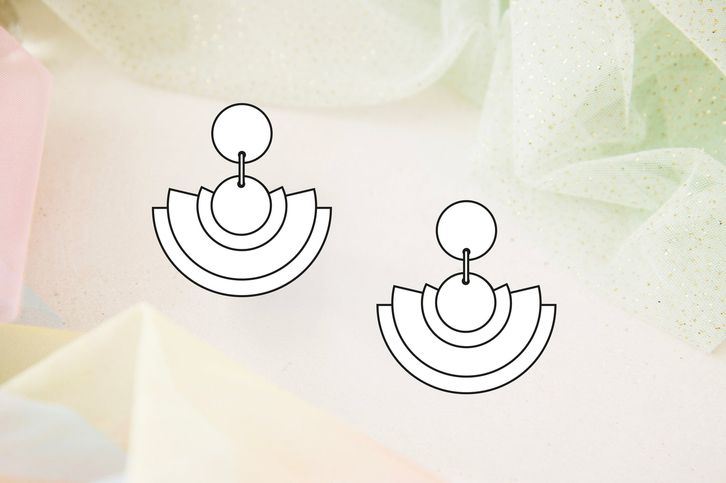 Individual ear studs "BINA ME" made of acrylic, lasered geometric