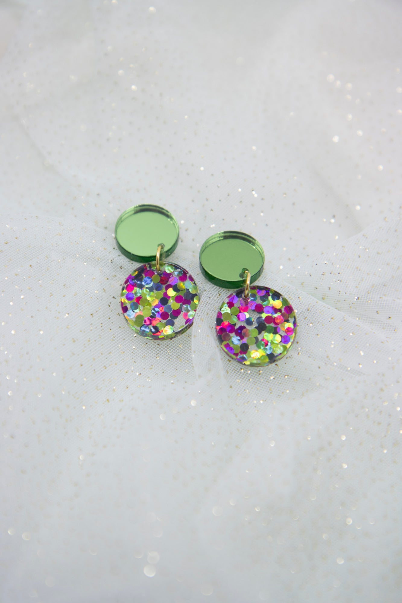 Royal blue ear stud "NENA" with hologlitter