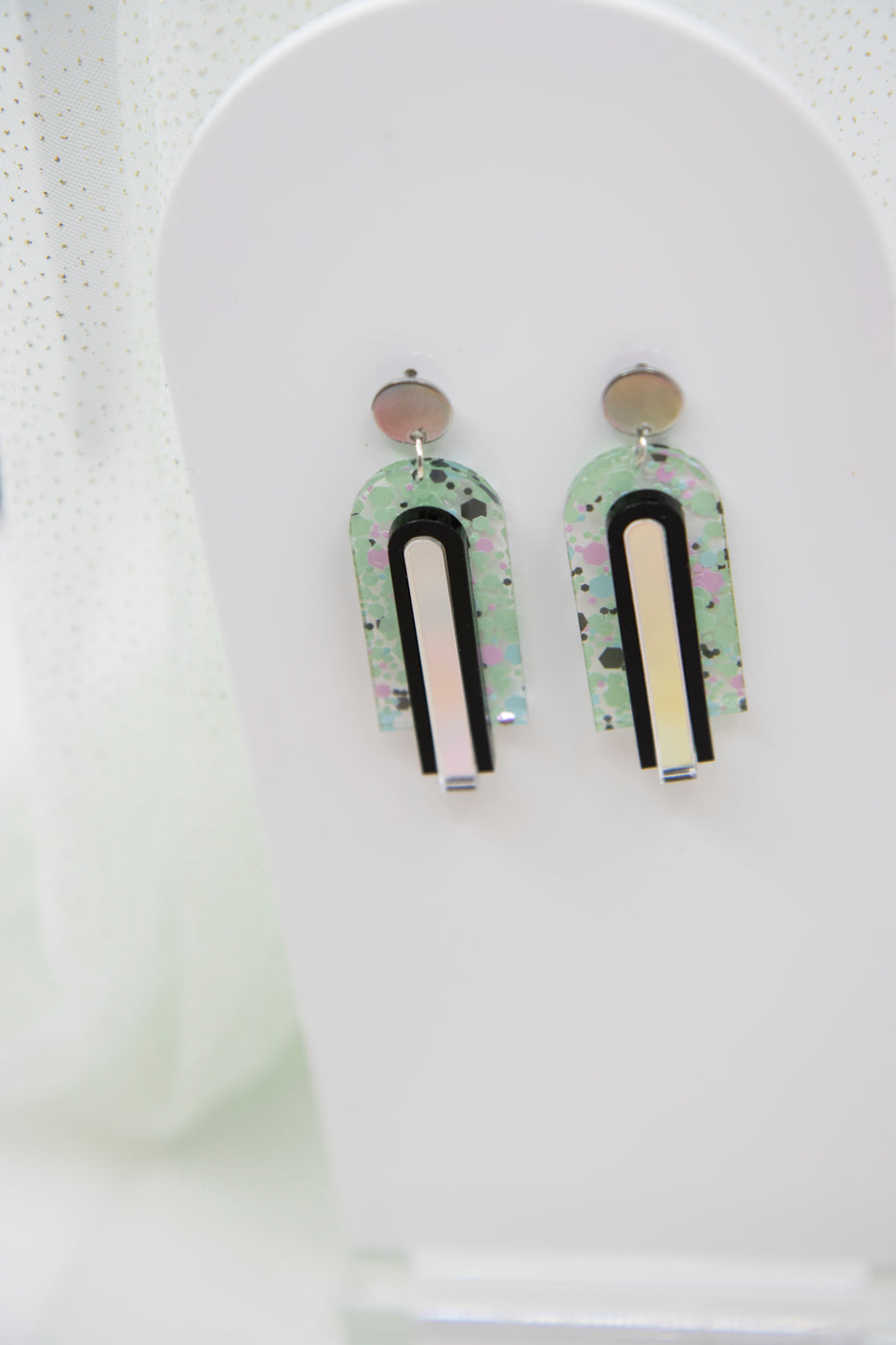Art Deco earrings "GINA" – Neon Pastel Confetti