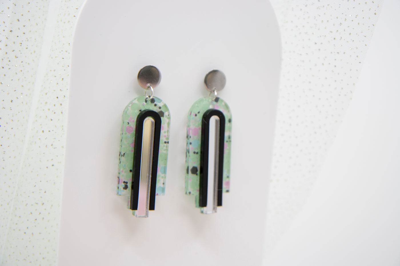 Art Deco earrings "GINA" – Neon Pastel Confetti