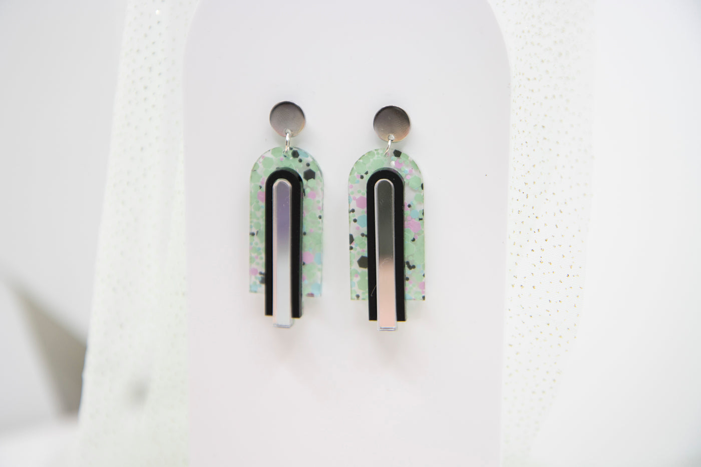 Art Deco earrings "GINA" – Neon Pastel Confetti