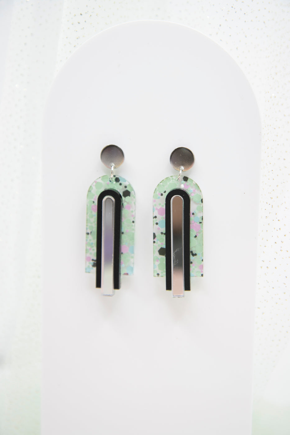 Art Deco earrings "GINA" – Neon Pastel Confetti