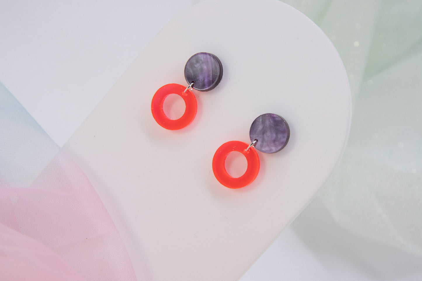 Earring "LENA" neon pink geometric