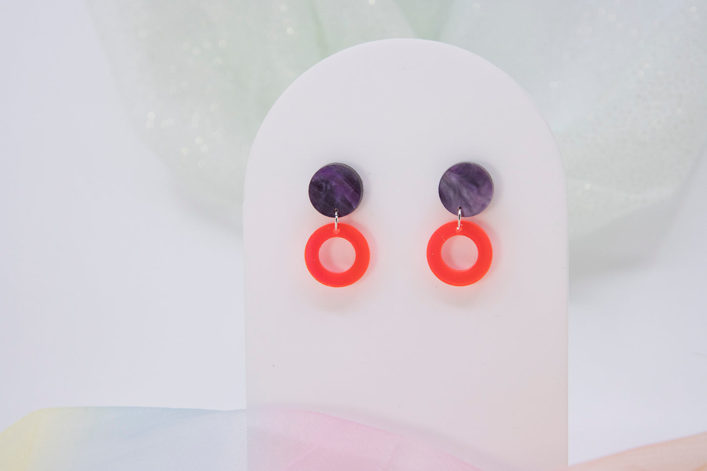 Earring "LENA" neon pink geometric