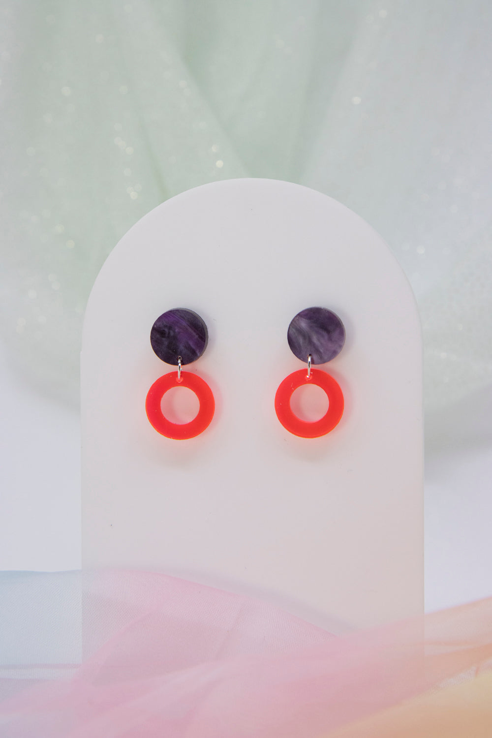 Earring "LENA" neon pink geometric