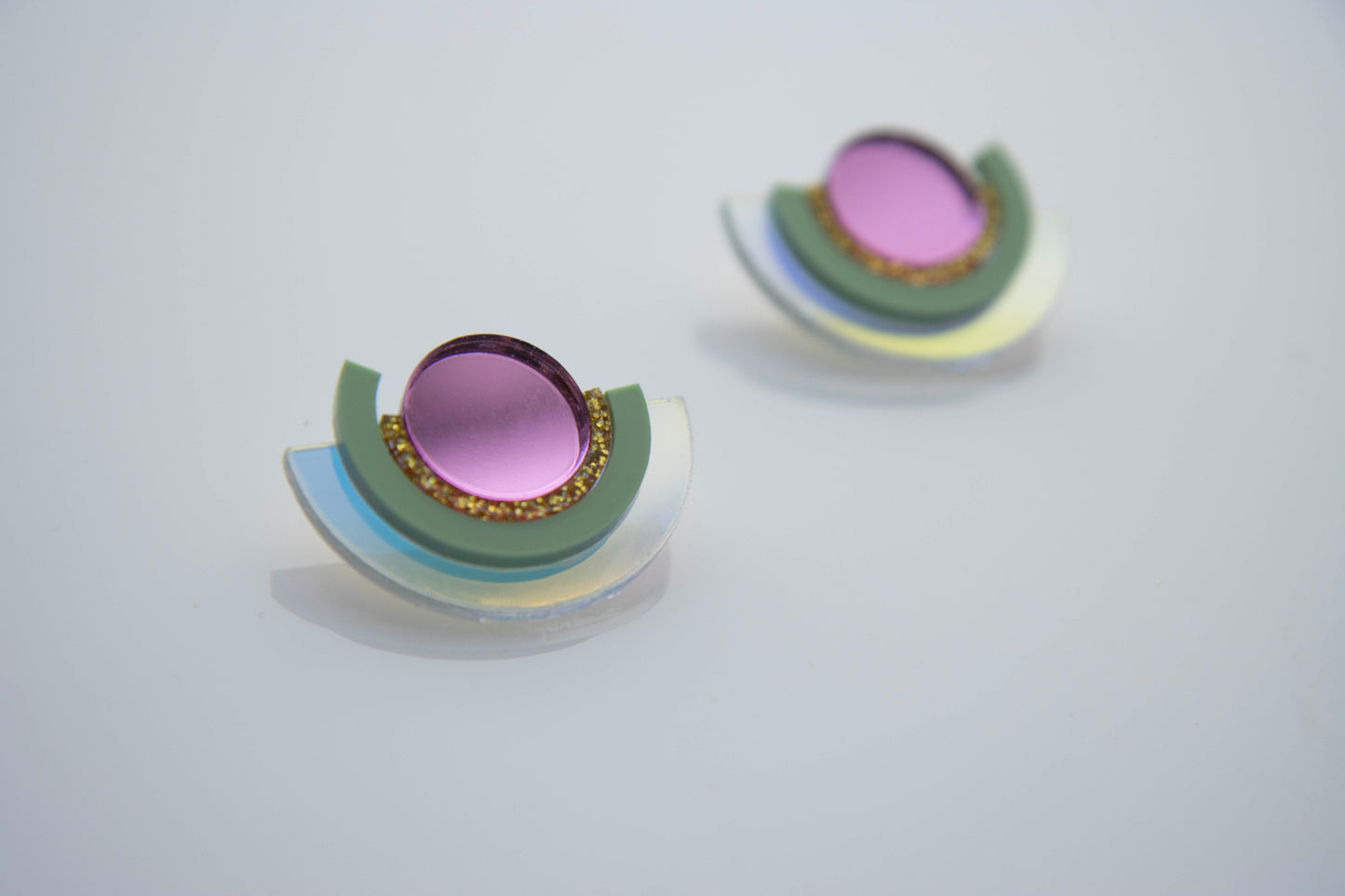Geometric earrings made of holographic acrylic "PINA"