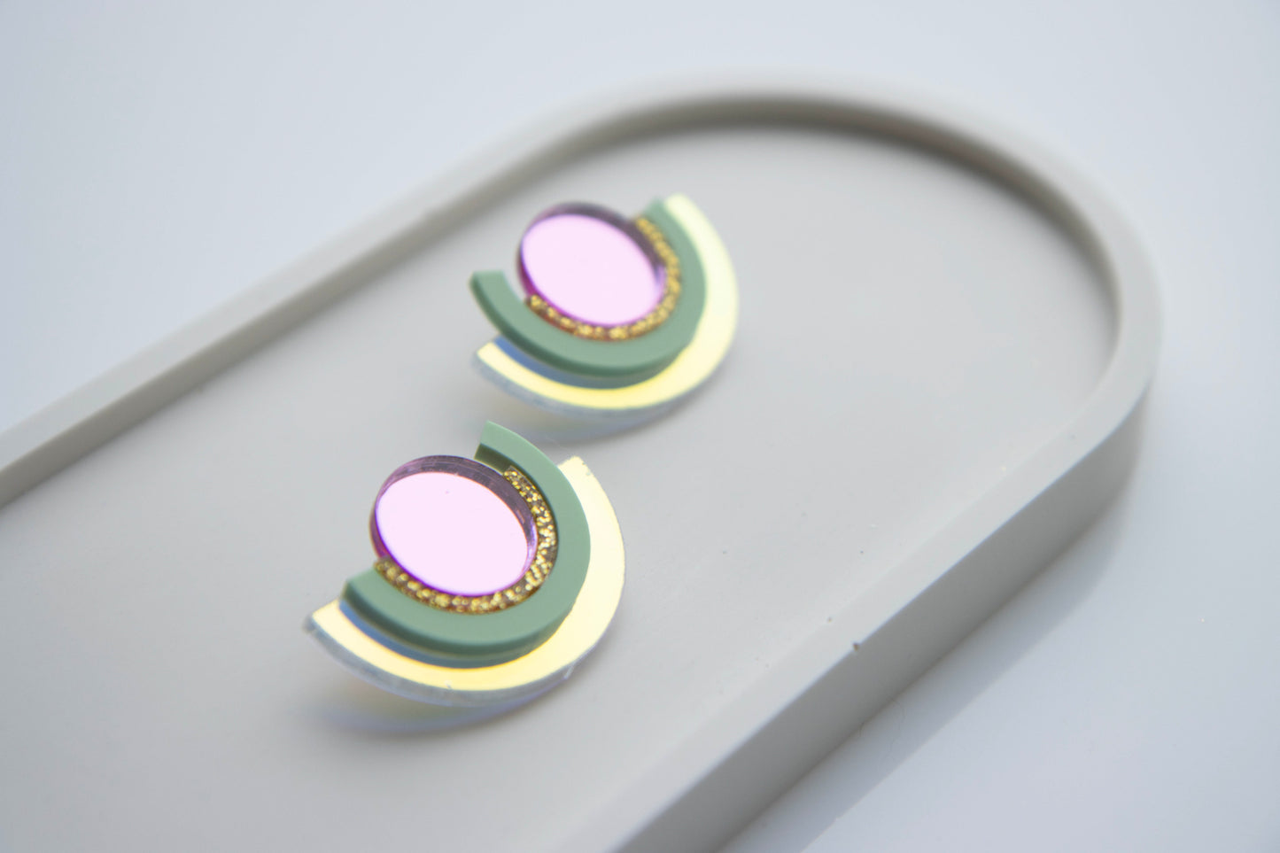 Geometric earrings made of holographic acrylic "PINA"