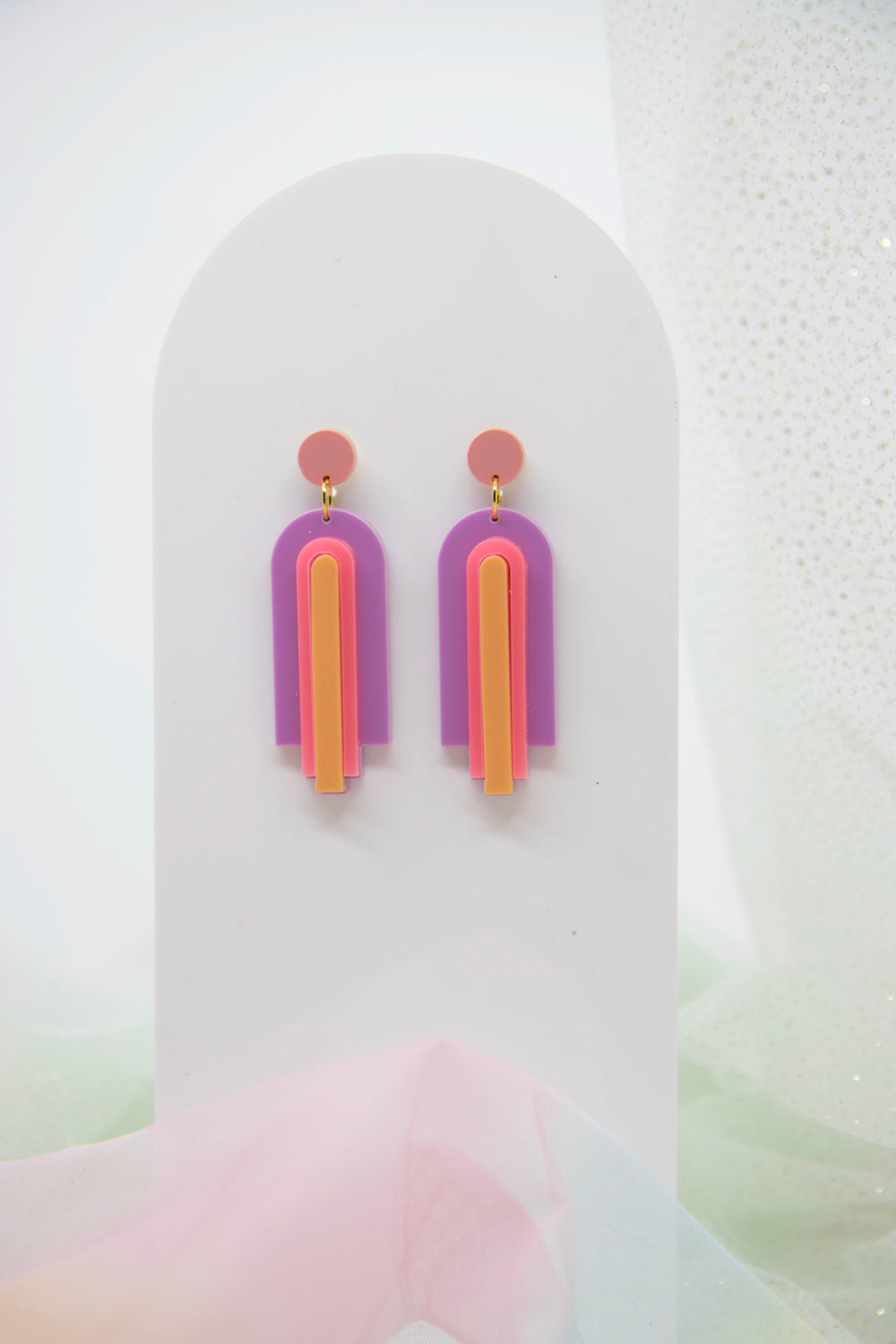 Geometric statement earrings "GINA" – laser cut arch