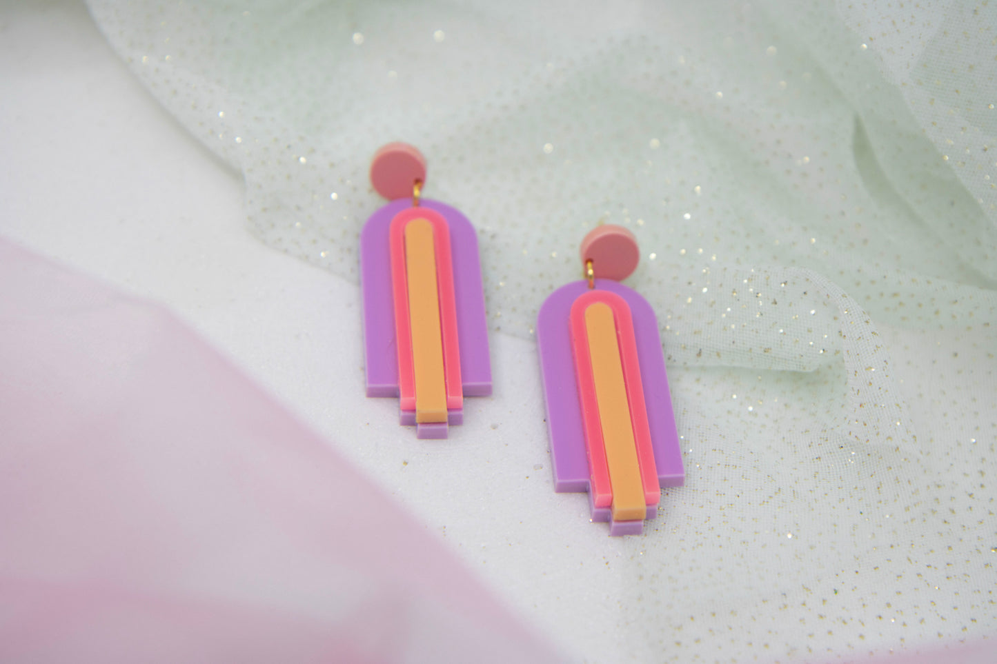 Geometric statement earrings "GINA" – laser cut arch