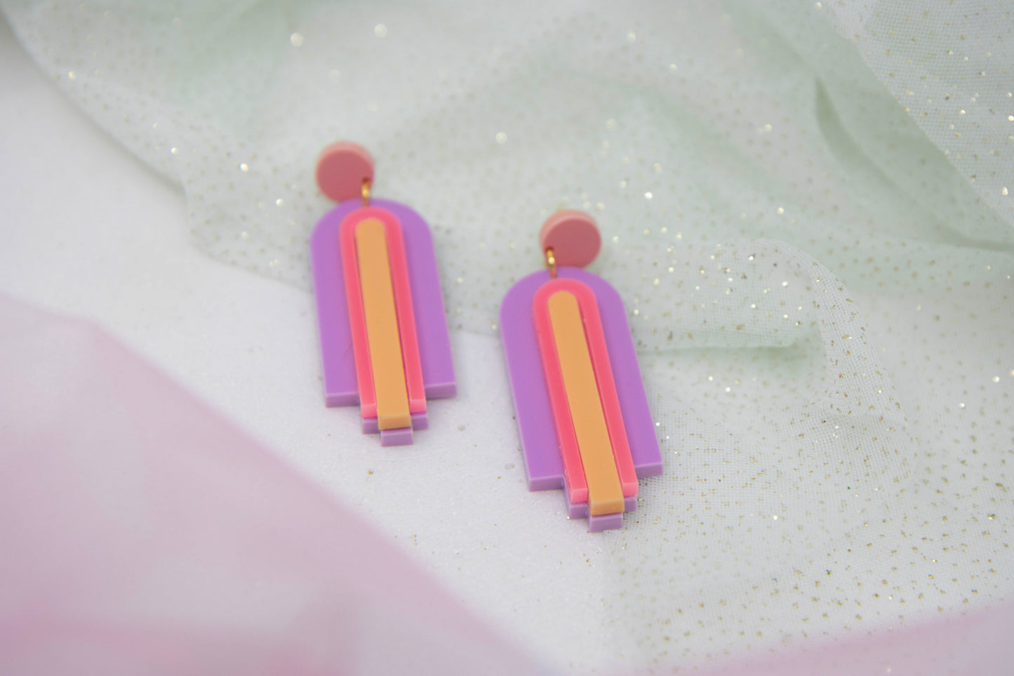 Geometric statement earrings "GINA" – laser cut arch