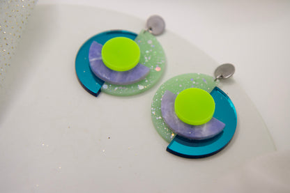 "RENA" ELECTRIC OhrStecker Neongrün & Petrol