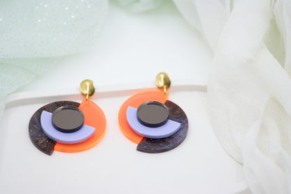 "RENA" OhrStecker neonorange & braun