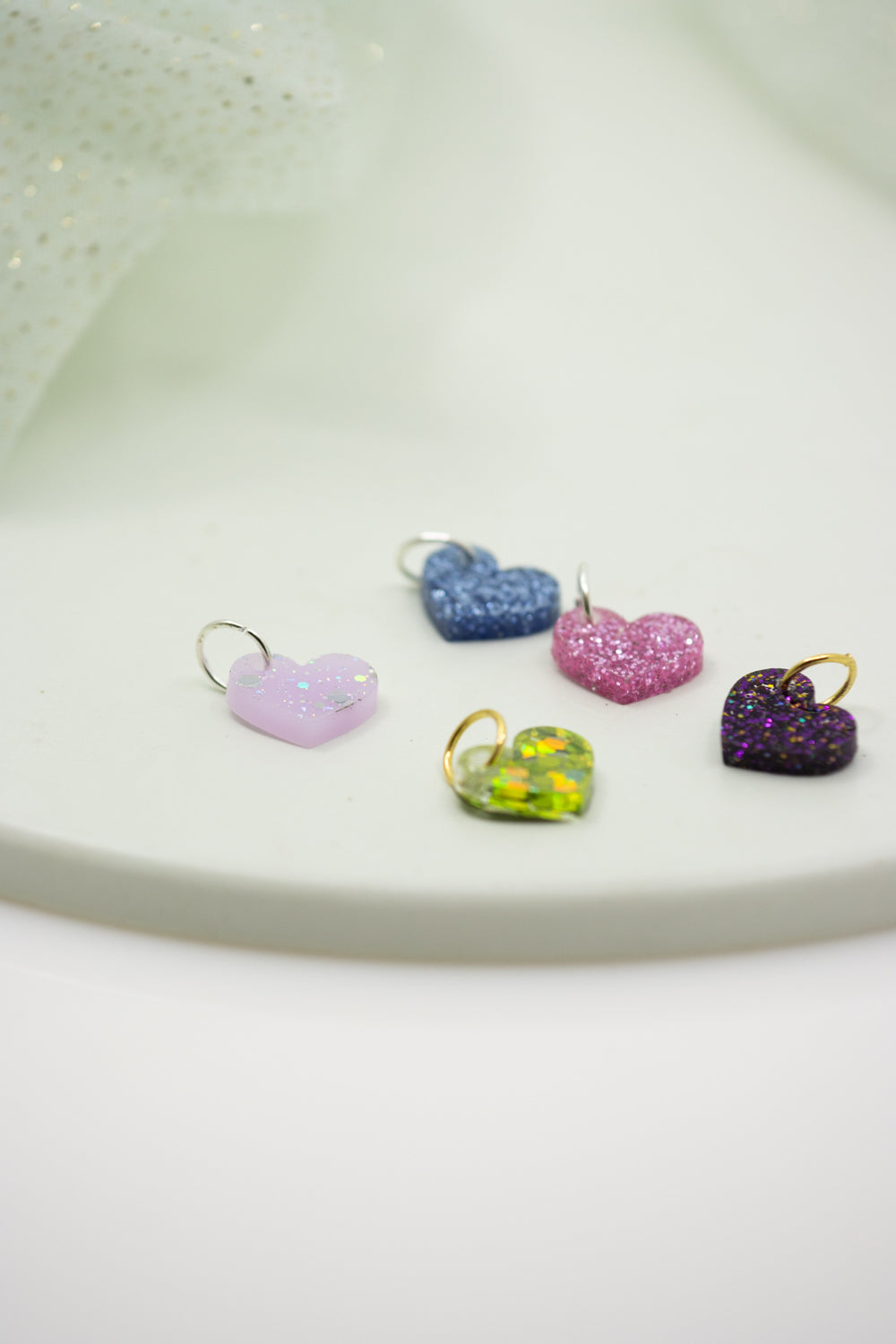 GLITZER Midi Herz Anhänger für Ketten