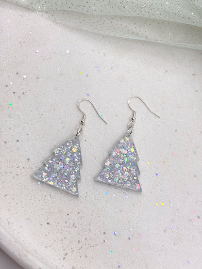 Holografische Glitter Weihnachts-Ohrringe aus Acrylglas