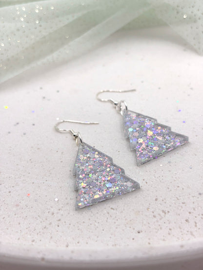 Holografische Glitter Weihnachts-Ohrringe aus Acrylglas